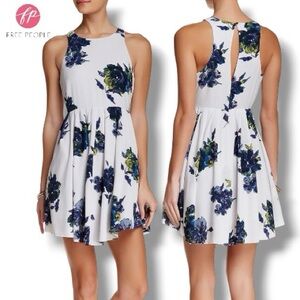 Free People Flutterby Cloud Combo Floral Dress White Blue Floral Babydoll | Sz 2